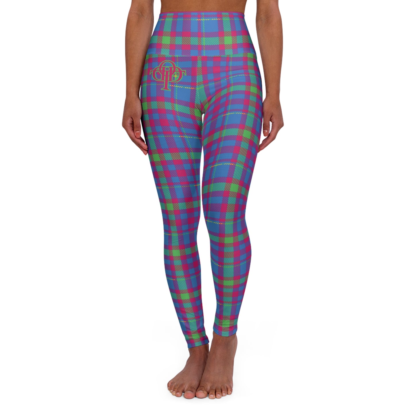 TDOD BLUE MAGENTA PLAID Women’s High Waisted Yoga Leggings