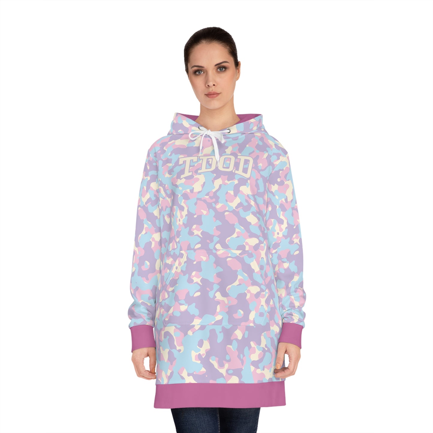 TDOD Pastel purple Camo Women's Hoodie Dress