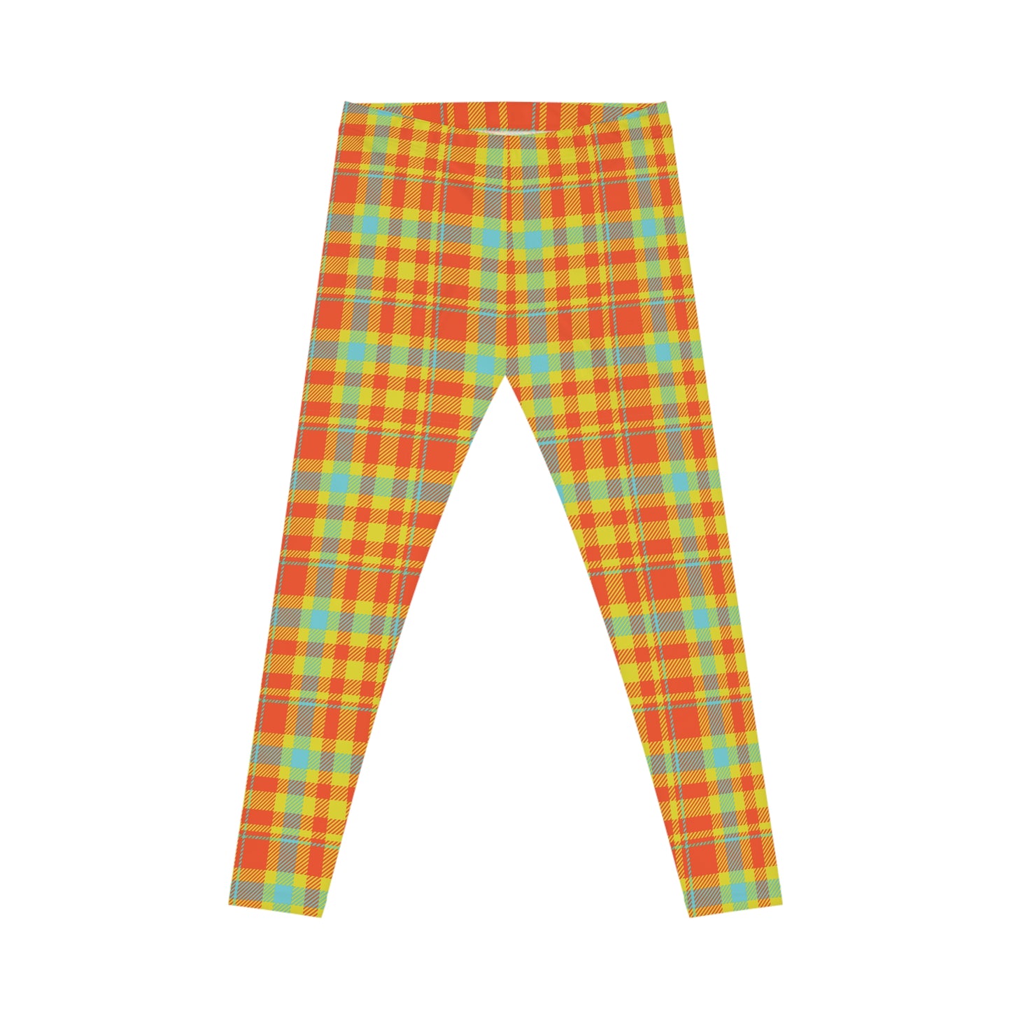 TDOD ORANGE GREEN Plaid Women's Casual Leggings