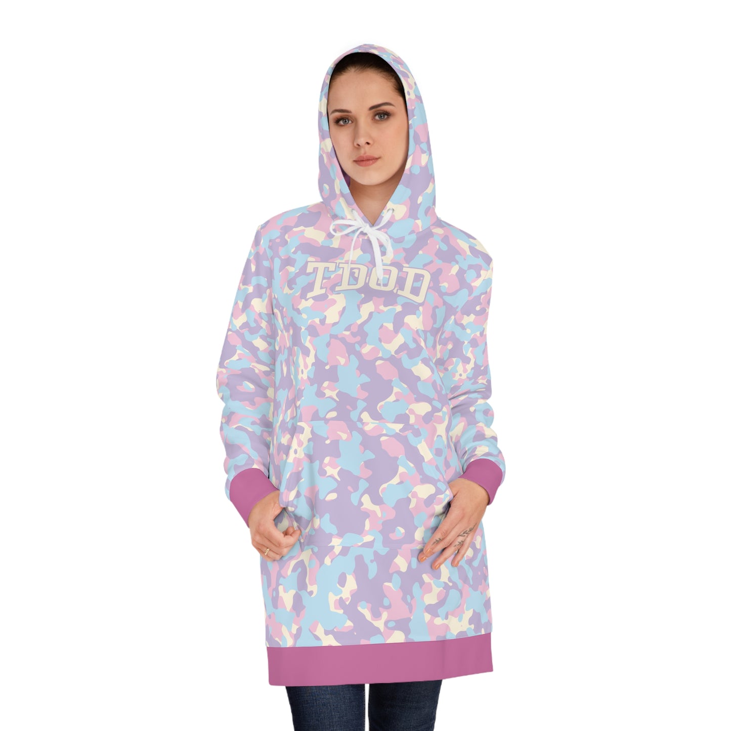 TDOD Pastel purple Camo Women's Hoodie Dress