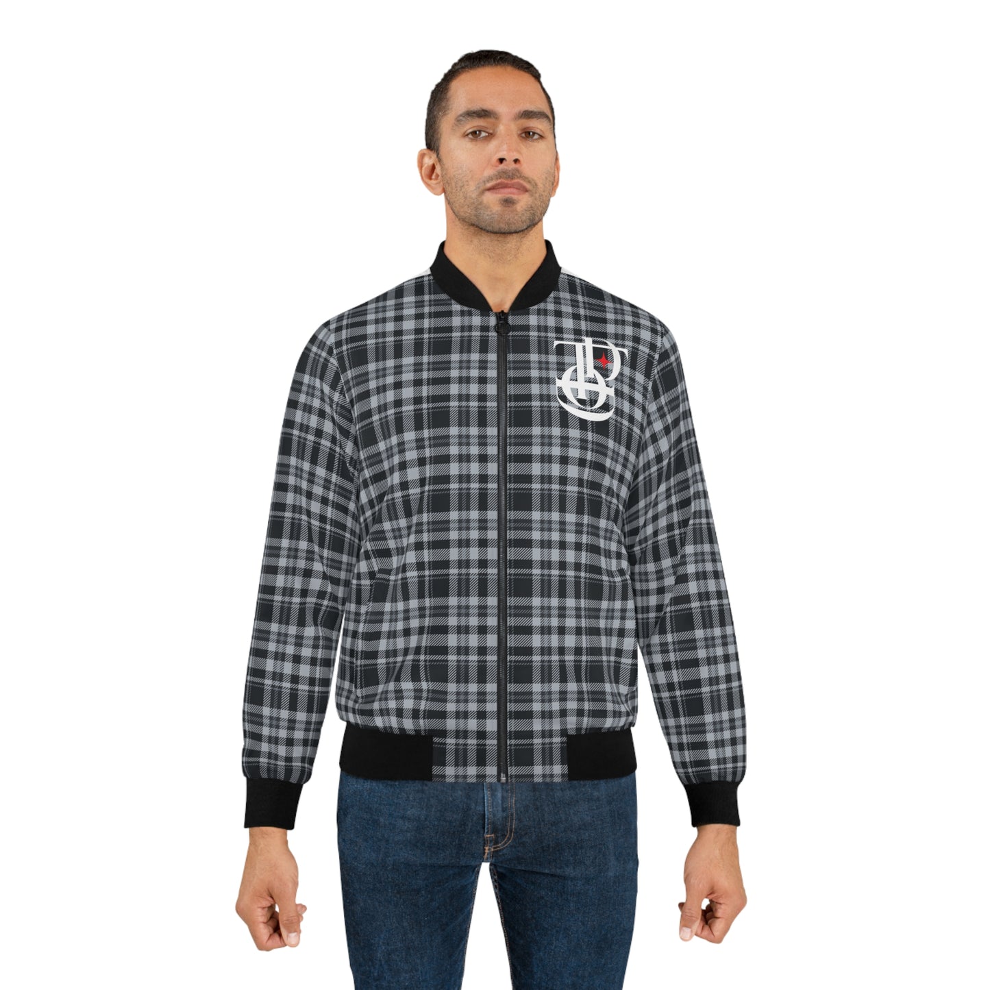 TDOD BLACK KNIGHT Men's Plaid Bomber Jacket